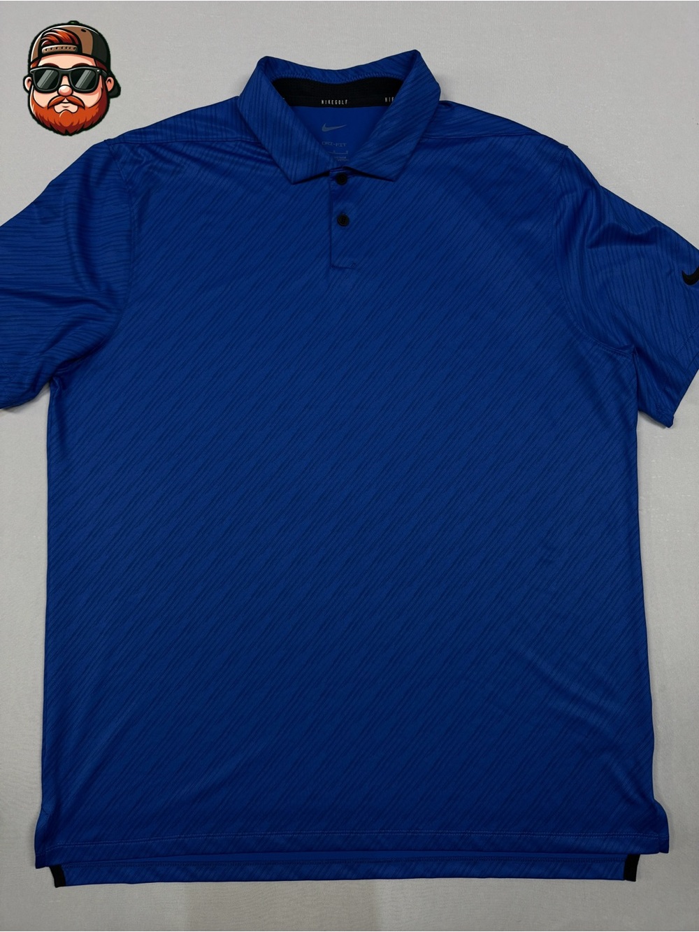 Men’s Nike Golf Large Blue Striped Performance Polo Short Sleeve Shirt